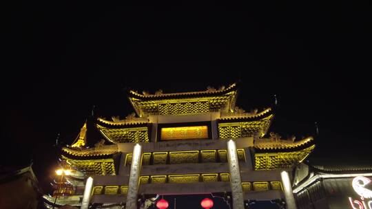 无锡南禅寺夜景南长街人流4K实拍原素材