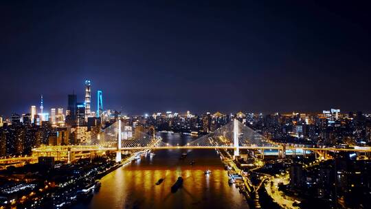 南浦大桥夜景延时航拍