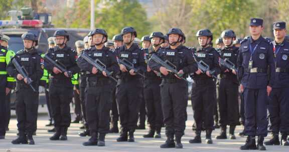 警察特警队列敬礼