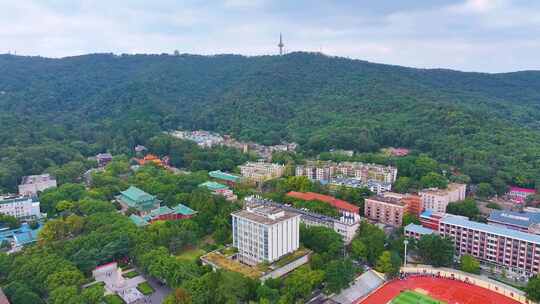 湖南大学学校校园风景航拍长沙岳麓区城市地