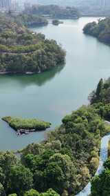 四川达州莲花湖湿地公园竖版航拍高清在线视频素材下载