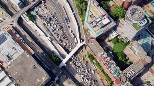城市道路车流航拍香港九龙红磡隧道视频素材模板下载