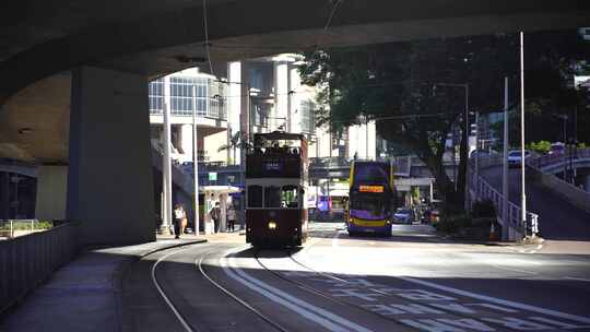 香港街道交通路况道路车流城市道路人群人流