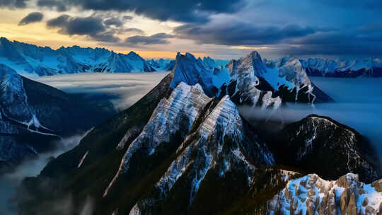 唯美雪山风景延时