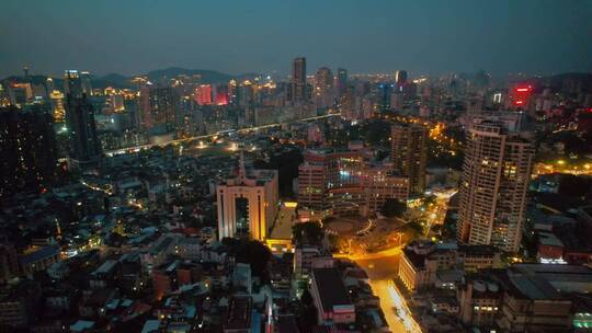 航拍厦门城市夜景