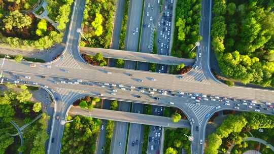 航拍城市风光道路交通