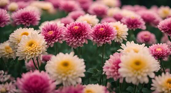 菊花特写秋菊花海花朵花丛向日葵鲜花盛开