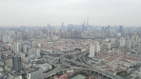 上海长宁区全景4K航拍视频素材模板下载