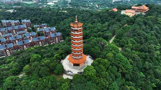 湖南岳阳圣安寺古寺庙历史人文航拍视频