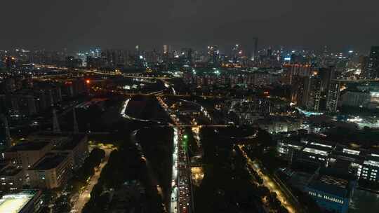 航拍深圳京港澳高速晚高峰车流南山夜景延时视频素材模板下载