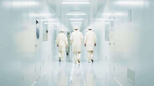 科研人员行走在实验室走廊