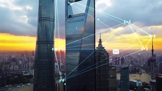 科技感5G智慧城市光线粒子穿梭特效