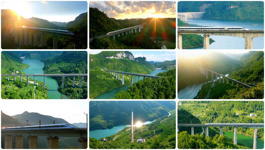 高铁动车穿梭于山间中国高铁和谐号复兴号高清在线视频素材下载