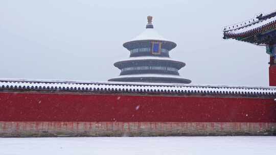 北京天坛下雪雪景