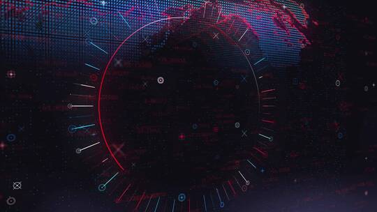科技蓝色红色地球圆环背景 (2)