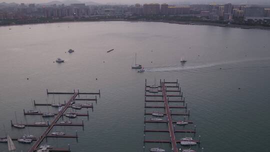 4K厦门五缘湾五缘大桥游艇城市航拍视频素材模板下载