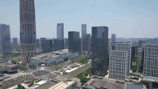 宁波高新区无人机航拍原始素材高楼金融硅谷