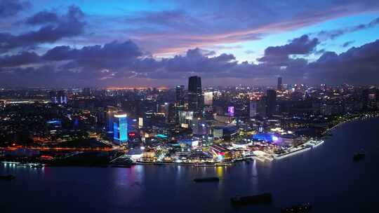 上海徐汇滨江西岸艺术中心CBD夜景航拍