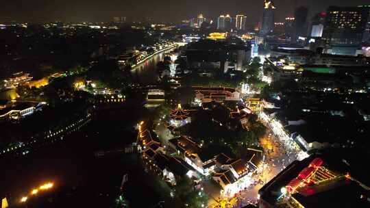 江苏苏州城市夜景大景航拍