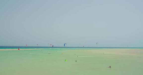 风筝冲浪，富埃特文图拉，海滩，海