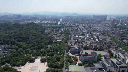 浙江绍兴城市大景城市建设航拍