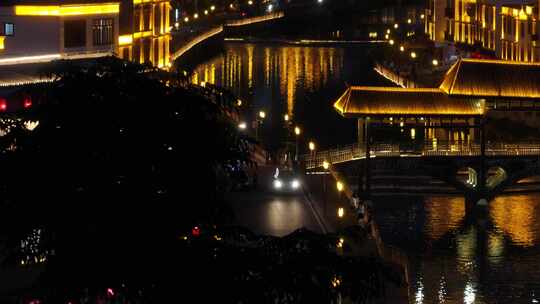 信宜市钱排镇双合村夜景航拍