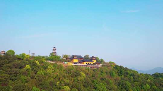 杭州萧山湘湖先照寺建筑风景航拍