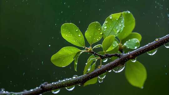 春季雨滴生命希望万物复苏