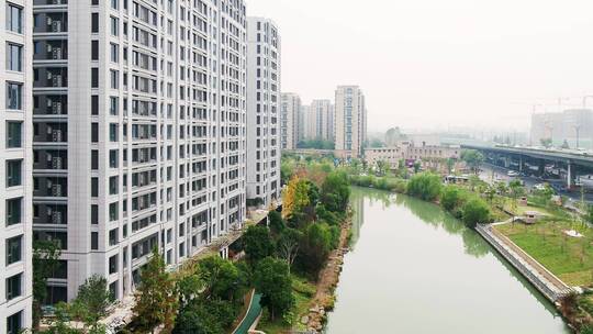 航拍新建高层住宅小区