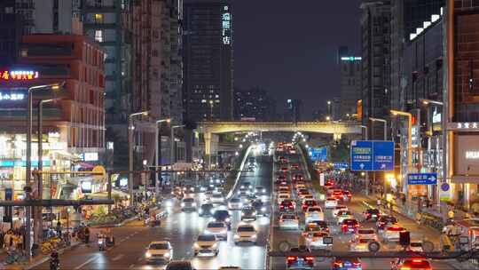 成都城市交通城市车流夜景实拍