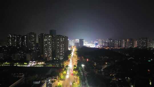 航拍四川自贡夜景自贡城市风光