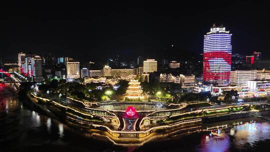 四川宜宾合江门广场夜景