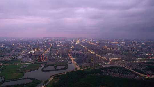 杭州滨江城市夜景航拍