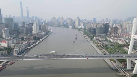 上海南浦大桥车流黄浦江全景特写4K航拍