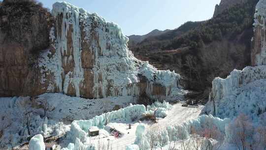 航拍沕沕水景区冬天 冬季 山区