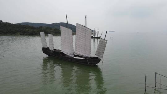 无锡太湖战船4K航拍原素材