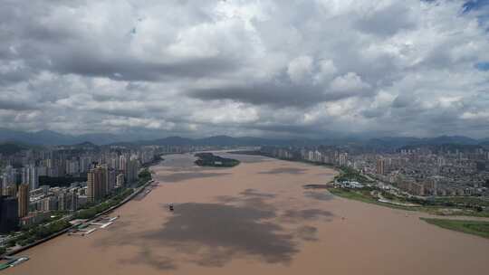 浙江温州瓯江风光航拍