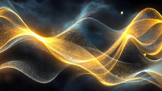 金色粒子动感波浪背景