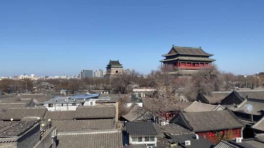 北京老城区钟鼓楼视频素材模板下载