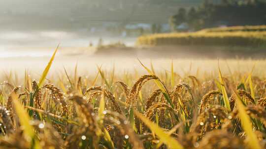 秋分金色稻田丰收农业自然风光视频