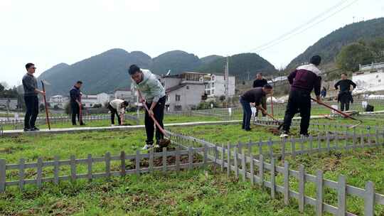 劳动空镜刨土锄地农场工人耕作劳作翻土