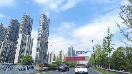 长沙东二环车公路街景和车流实拍