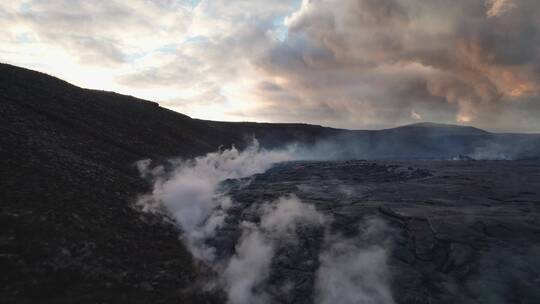 航拍活火山 岩浆喷发