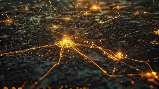 科技感城市网络线路效果