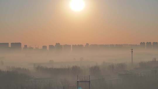 城市雾霾 航拍 航拍冬季 航拍雾霾 早晨