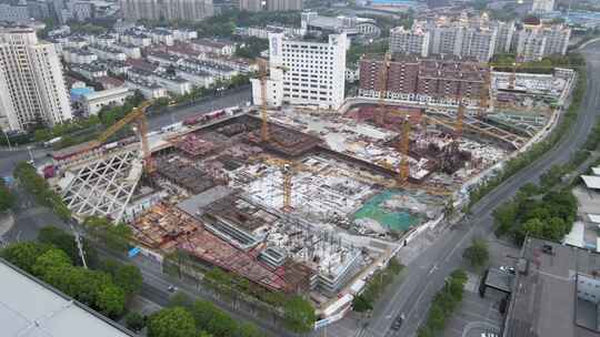 航拍建筑工地视频素材模板下载