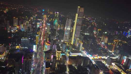 长沙夜景长沙IFS国金中心市区高楼大厦航视频素材模板下载