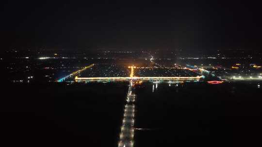 航拍 夜景 晚上  古城  邯郸广府城