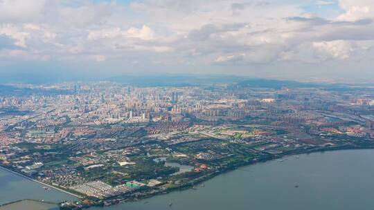 昆明西山公园凌虚阁航拍昆明市城市全景