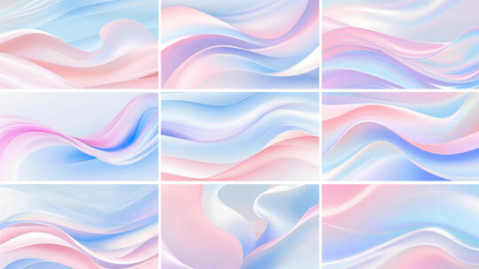 渐变流体波浪动态背景 粉蓝渐变丝绸流动